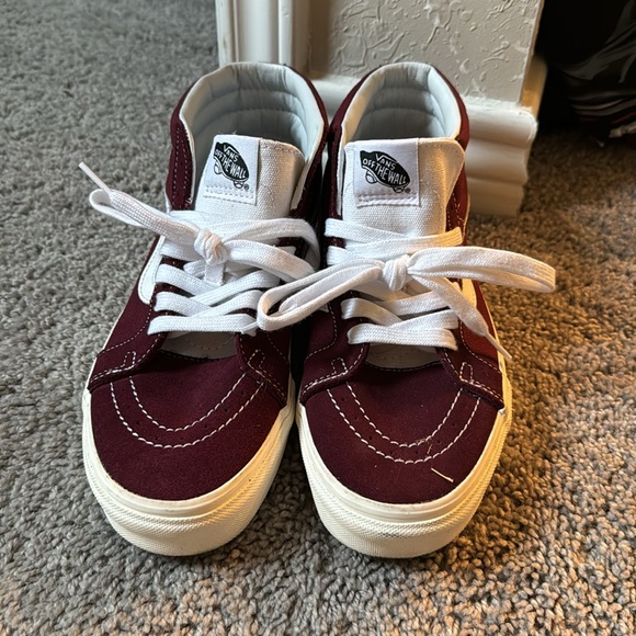 Vans sk8 hi mid burgundy skating shoes sz 8 men’s - Picture 2 of 5